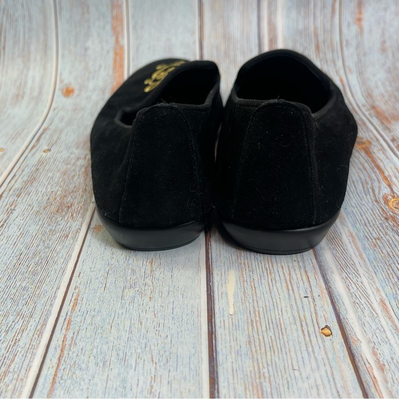 Aerosoles Black Velvet Betunia Smoking Slipper Loafer Gold Crown Embroidery 5.5 - Picture 4 of 8